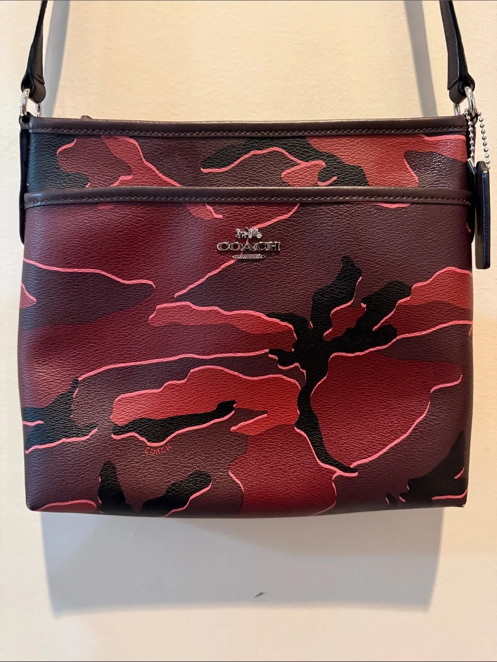 Coach Red & Black Camo Crossbody Bag